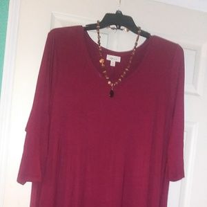Burgandy midi length dress